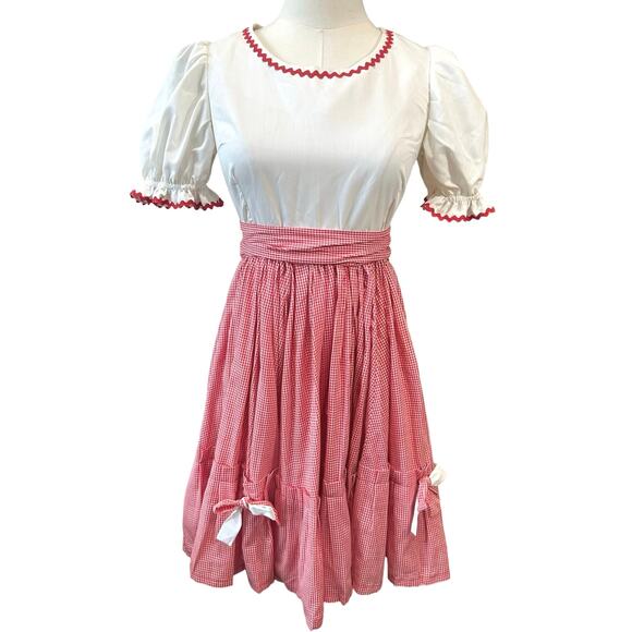 VTG 60s Dress Handmade Cottage Prairie Peasant Square Dance Western Girl’s SZ 6 - Picture 2 of 16